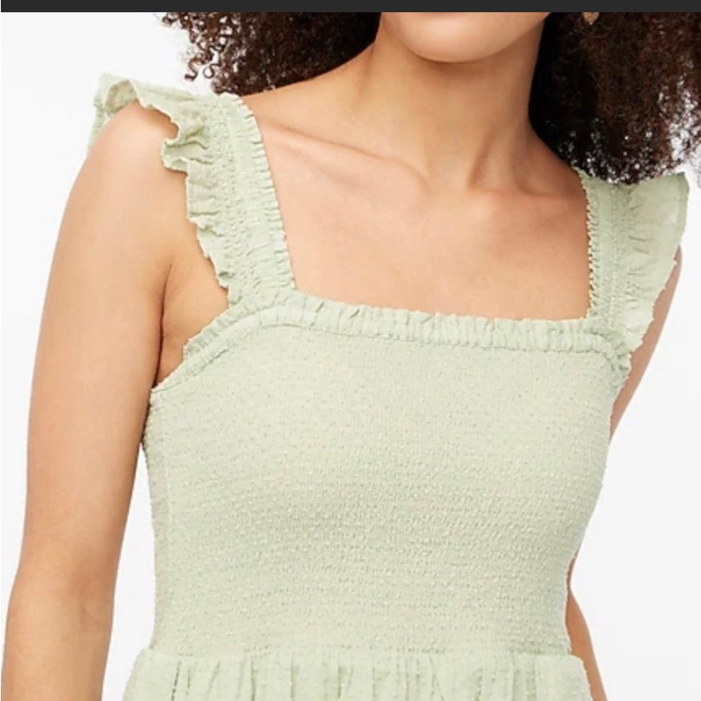 J. Crew Smocked Tiered Midi Dress in Sage small NWT